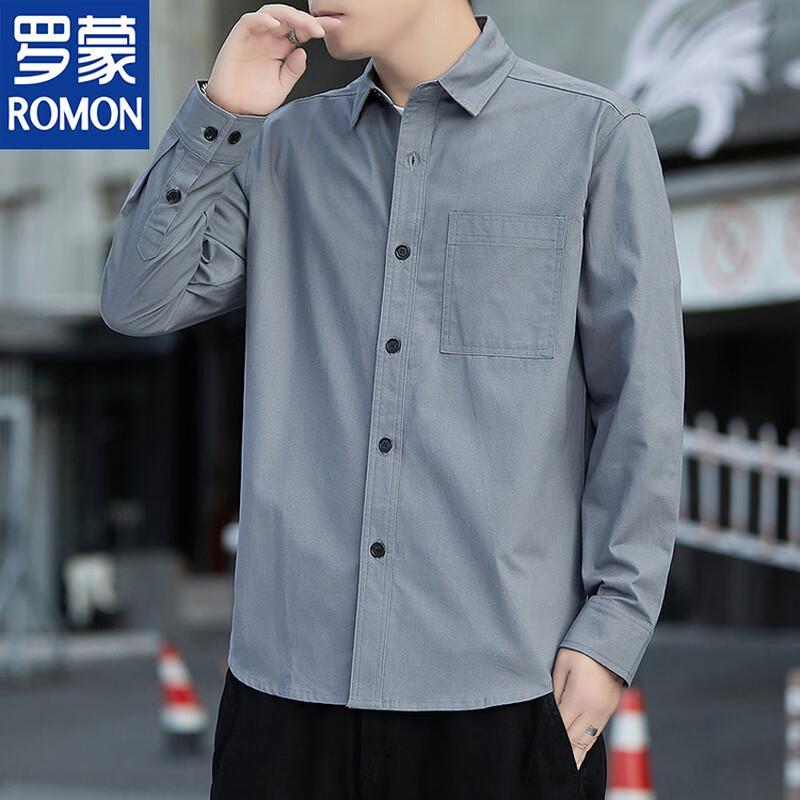 ROMON Men's 100% Cotton Long Sleeve Casual Shirt