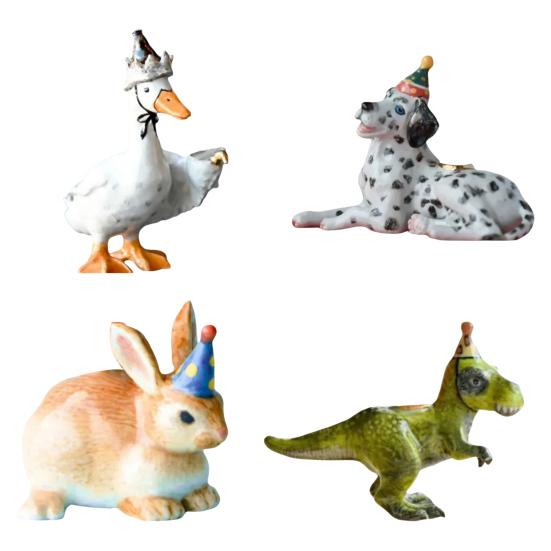 Party Cake Candle Holder Cake Topper Animal Candle Holder Goose Dog Figurine Taper Candle Holder for Cakes Candles Birthday Party Supplies