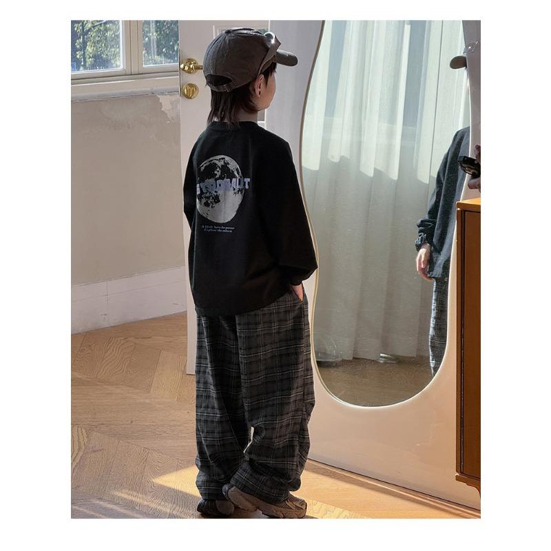 Boys Children Casual Loose Long Sleeve Cotton T Shirt Kids Tops
