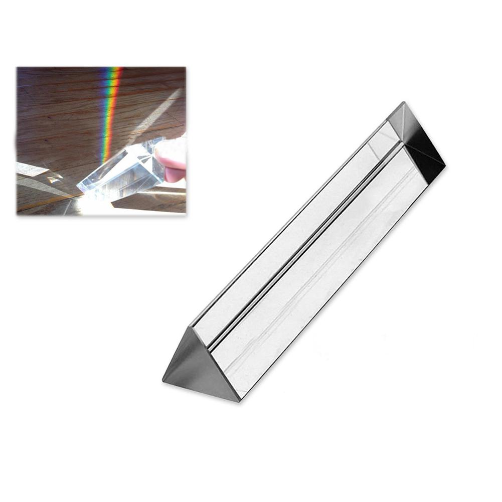 Optical Glass Rainbow Colored Triangular Photography Prism Transparent with Red Box