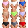 Dames Glanzende Effen Kleur Slipjes Hoge Stretch Elastische Tailleband Ondergoed
