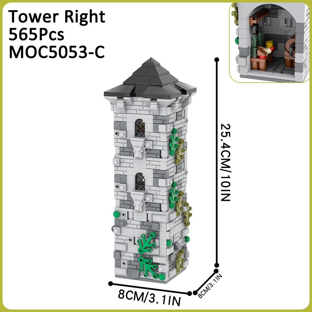 MOC Medieval Stone Castle Brick Gate Tower Construction Assembled Compatible Figure Building Blocks Toys For Children Adult Gift