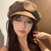 Autumn And Winter Versatile Beret Japanese Retro Literary And Artistic Octagonal Hat Big Head Circumference Showing Face Small Painter Hat Tide