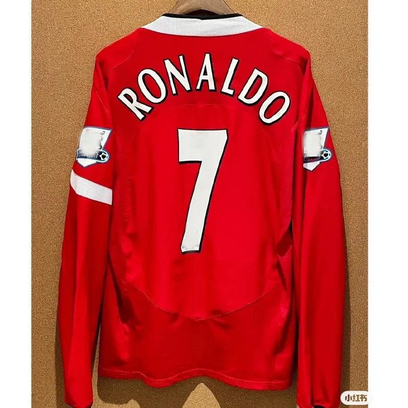 Kırmızı Şeytanlar retro uzun kollu forma MU iç saha retro futbol futbol forması