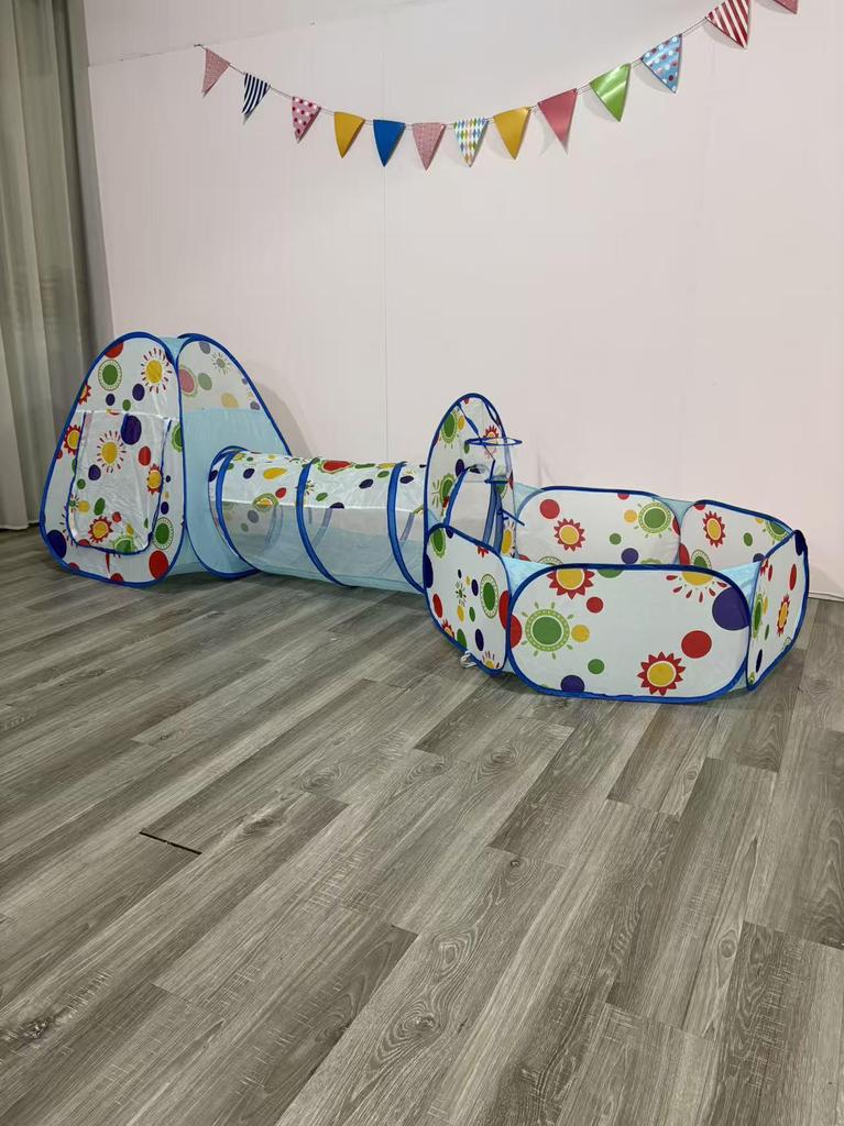 Children's Foldable Play Tunnel Set: Indoor Yurt Tent, Ball Pit & Crawling Barrel
