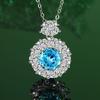 S925 Sterling Silver Luxury Gem Set: Sapphire Blue Necklace, Earrings & Ring