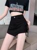 Irregular Denim Skort for Women - Slimming Lace-up A-line with Drawstring