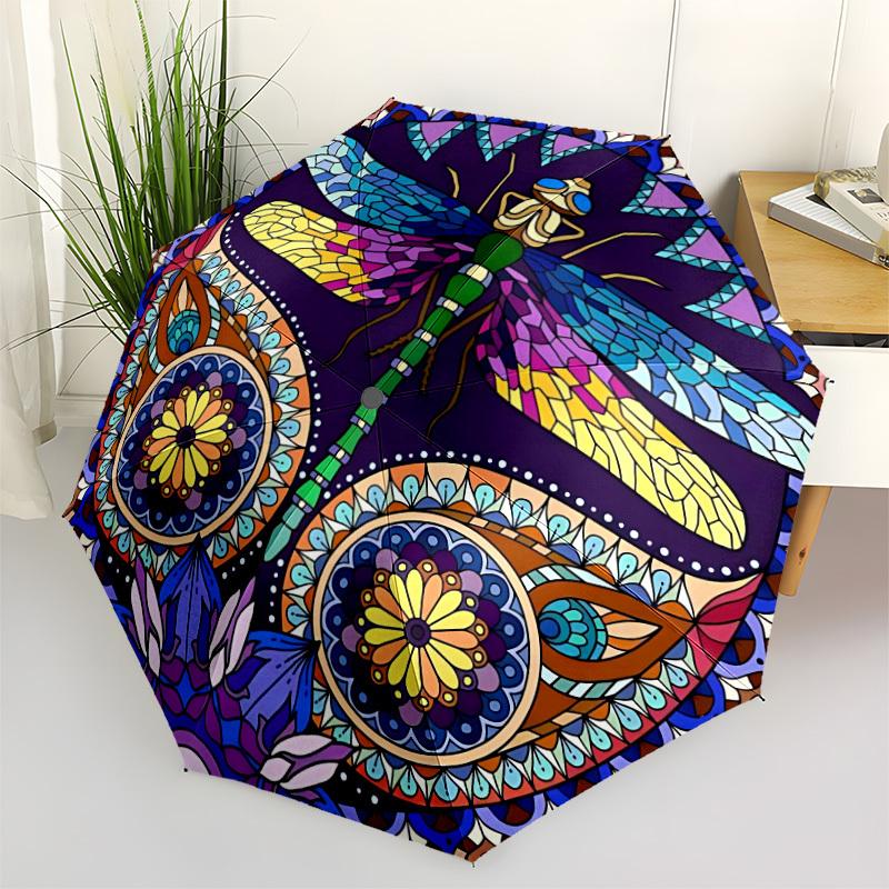 

1pc Mandala Dragonfly Automatic Cute Umbrella 8-Bone Design Compact Gear for Outdoor Travel, Perfect Holiday Gift yy251230021