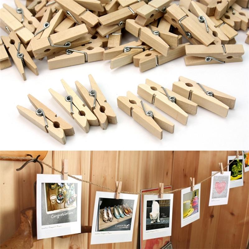 100PCS Small Mini Natural Colorful Wooden Photo Clothespin Craft Decoration DIY Memo Clips Pegs
