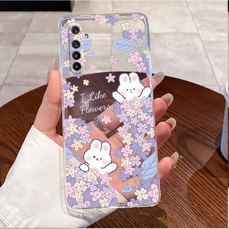 Etui do Realme XT RMX1921 Pokrowiec do Realme X2 Luksusowy Uroczy Króliczek Miłość Śmieszny Przezroczysty Silikonowy Pokrowiec na Telefon RMX1992 RMX1993 RMX1991