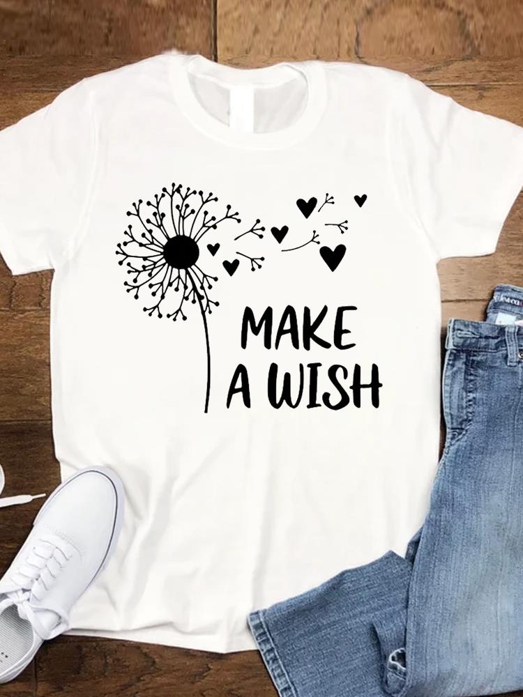 Tee Top T Women Tshirts Clothing Flower Faith Trend Female Fashion Casual Short Sleeve Cartoon Lady Clothes Graphic T-shirts