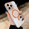 For Magsafe Phone Case For iPhone 17 16 15 14 13 Pro Max Plus 16e 17 Air Metal Buttons Transparent Clear PC Hard Cover