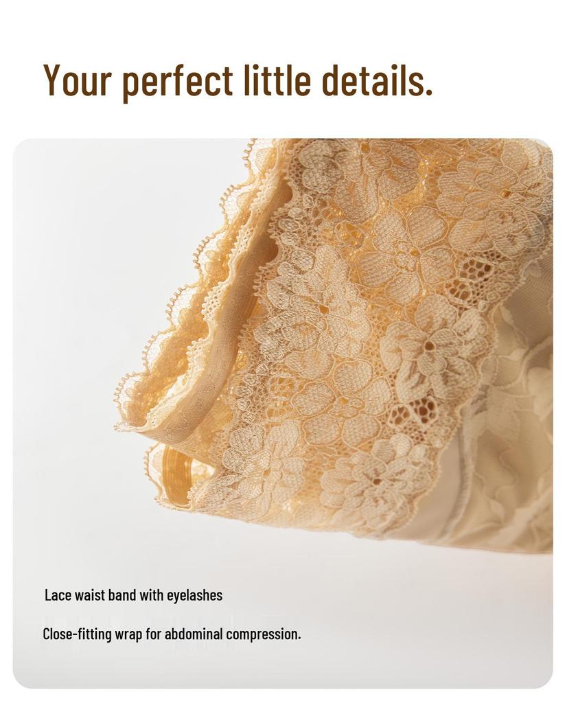 National Style Seamless High-Waisted Tummy Control Lace Pants - Sexy, Comfortable, Butt-Lifting Mulberry Silk