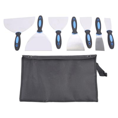 7PCS Putty Scrapers Stainless Steel Spatula Set with Storage Bag for Repairing Drywall Applying