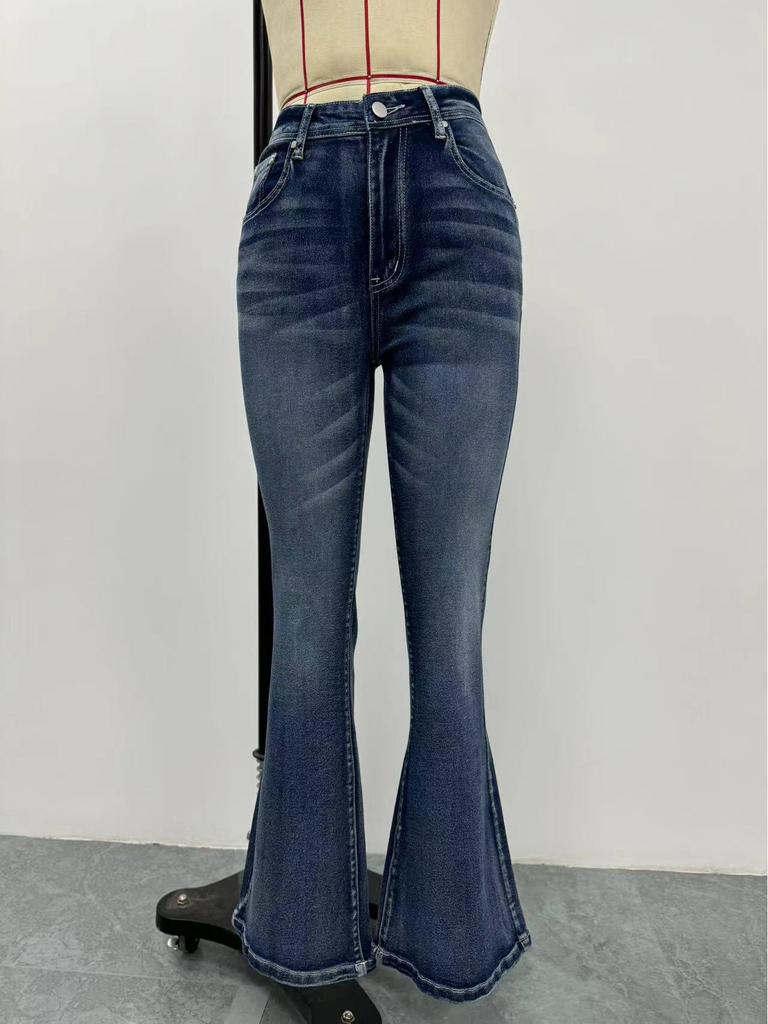 Stylish Women's Embroidered Micro-Flare Denim Jeans