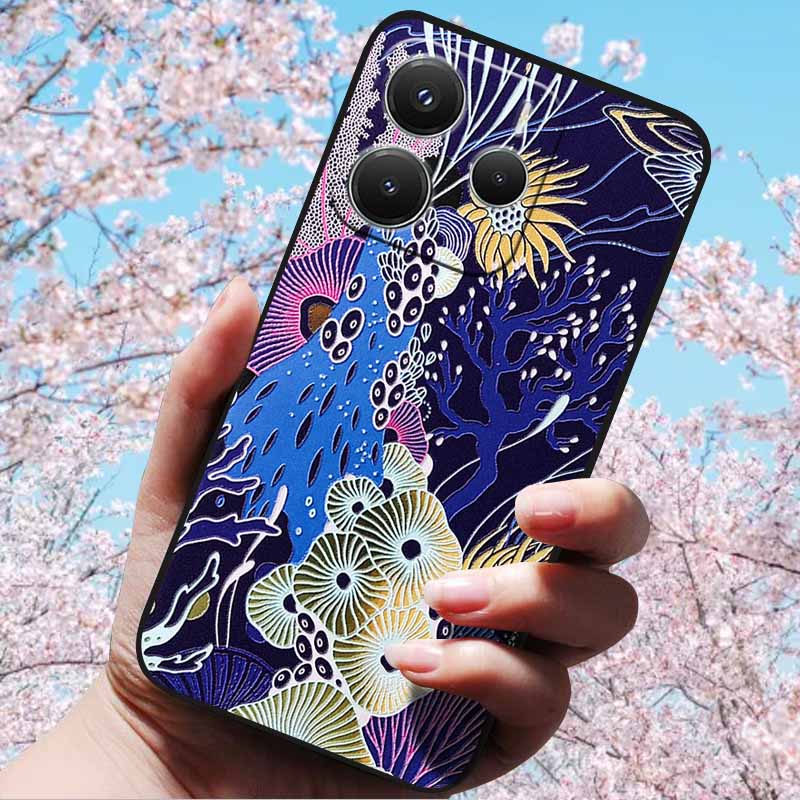 For Xiaomi Redmi Note 14 5G 4G Cases 3D Relief Embossed Retro Soft Silicone Covers For Redmi Note 14 5G Global Version 3D Cases
