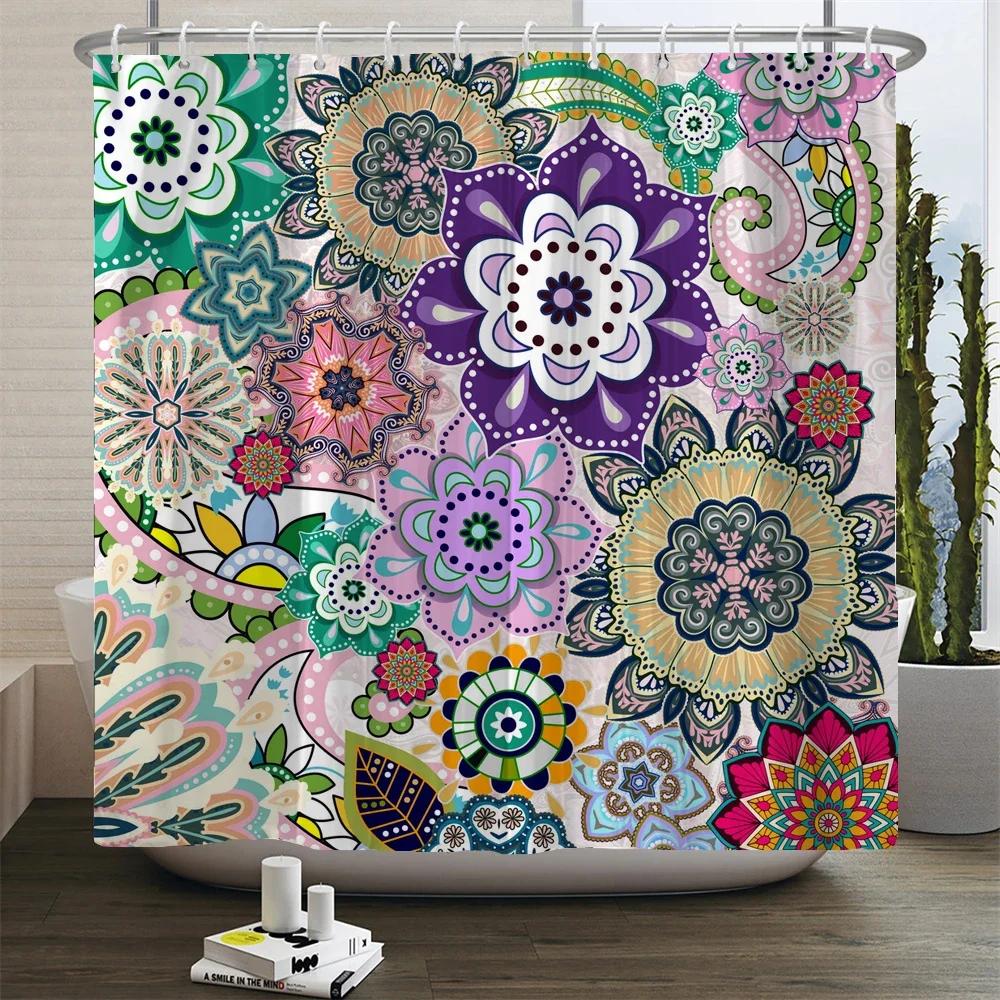 

Shower Curtains Mandala Flowers and Plants Printing Bathroom Curtains Waterproof Polyester Bath Curtain 90x180cm-35x70in