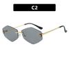 Women's sunglasses, men's and women's fashion snakehead rhombus sunglasses, frameless trimmed metal sunglasses