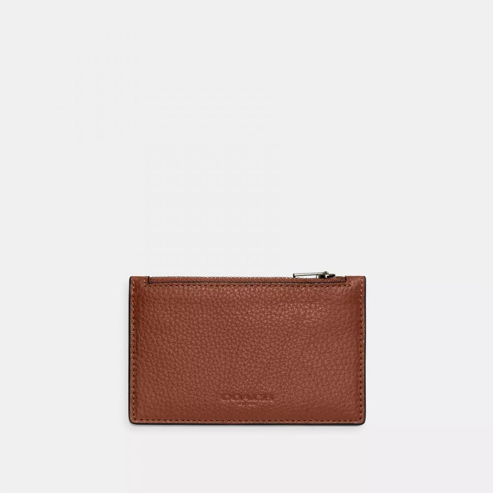 Coach Zip Card Case Silver True Red