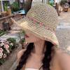 1Pieces Hand-woven Flower Fisherman Hat For Women For Summer Seaside Vacation With Large Brim Straw Hat Mountaineering Hat
