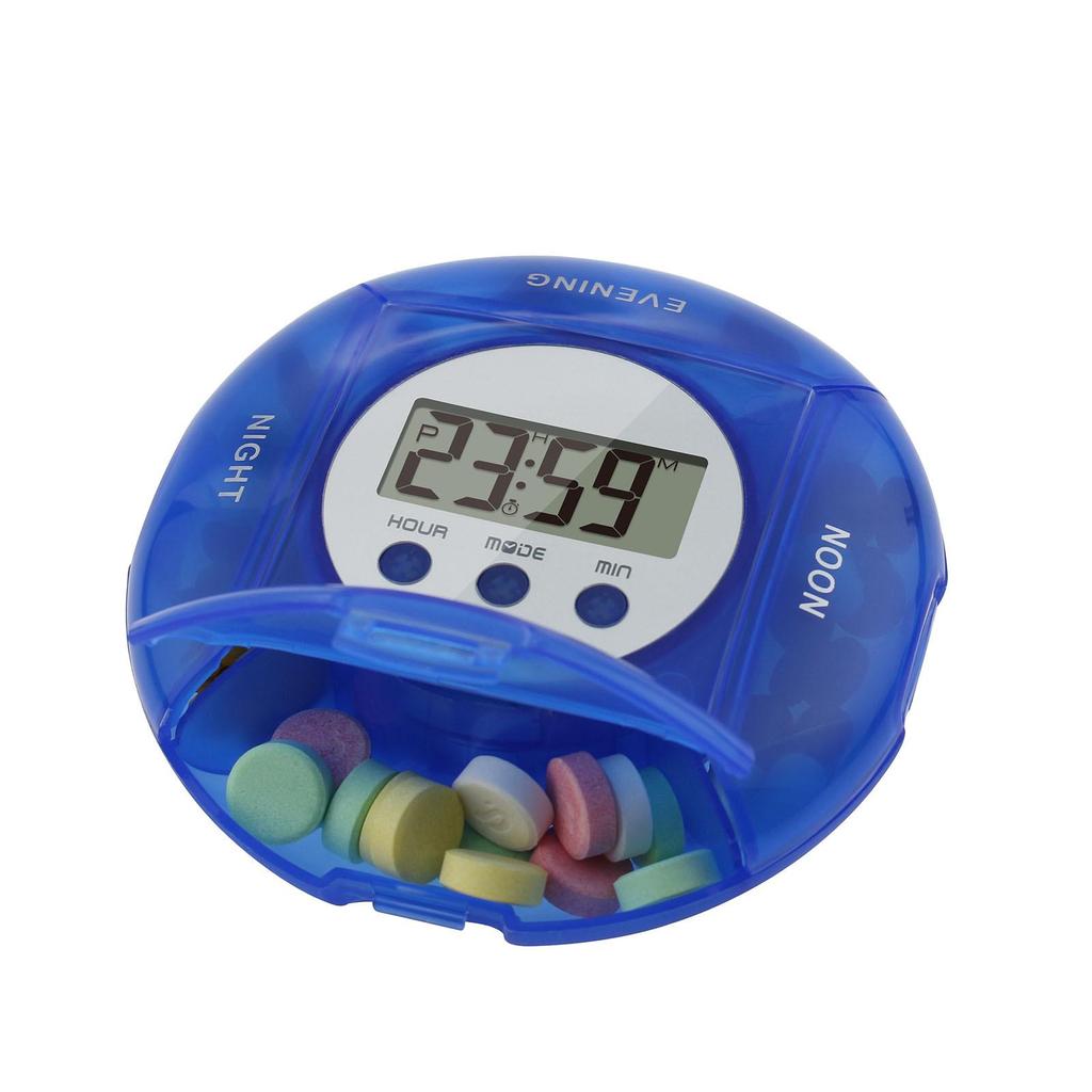 Electronic Timed Pill Box with Pre-recorded Alarm Reminder for Medication