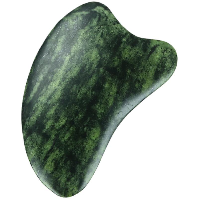 Natürliches Jade-Stein-Augenmasken- & Gua Sha-Set – Olivgrüner Teestein für Schönheitsmassagen & Wasseranwendungen