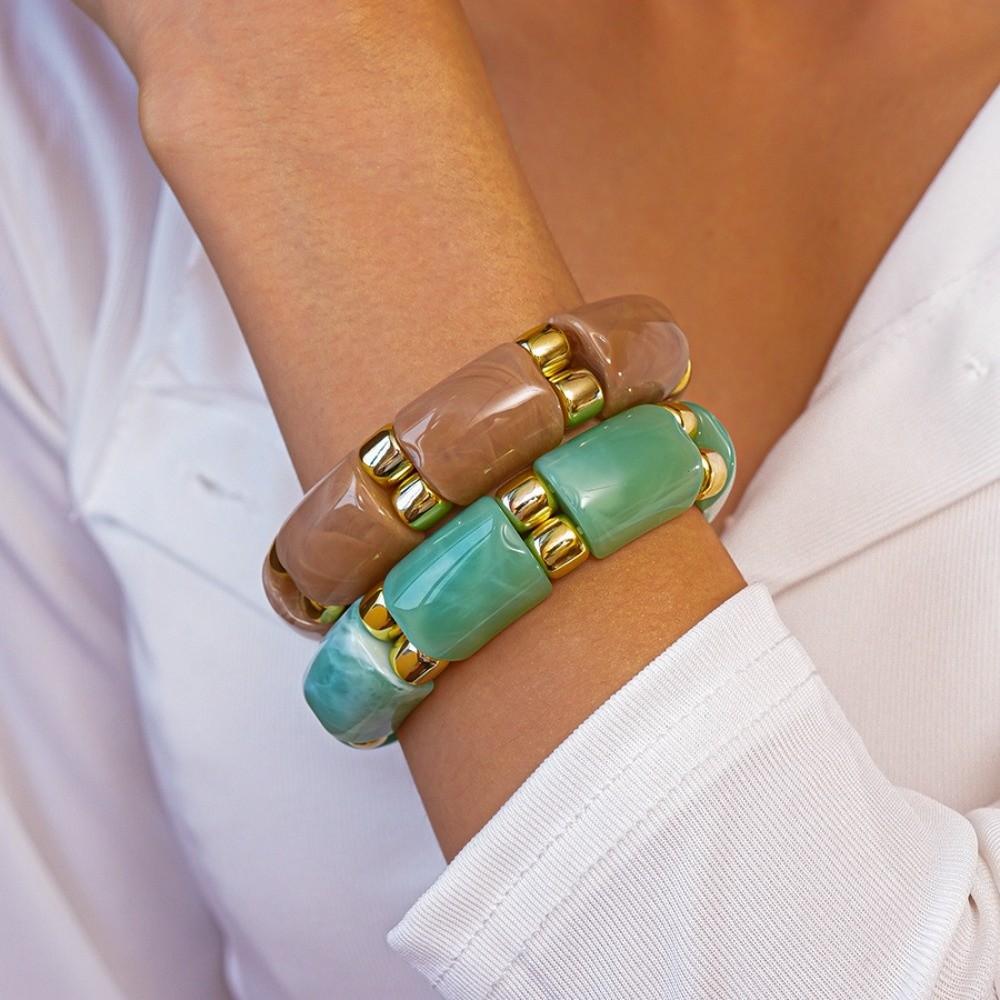 Wide Acrylic Bangle Geometric Retro Hand Ring Temperament Exaggerated Bracelet  Gift