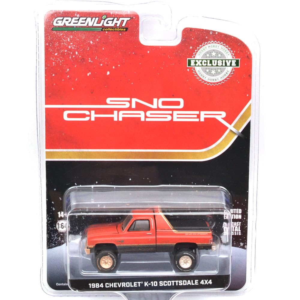 GREENLIGHT 1/64 Scale 1984 Chevrolet K-10 Scottsdale 4x4 - SNO Chaser (Weathered) 30461