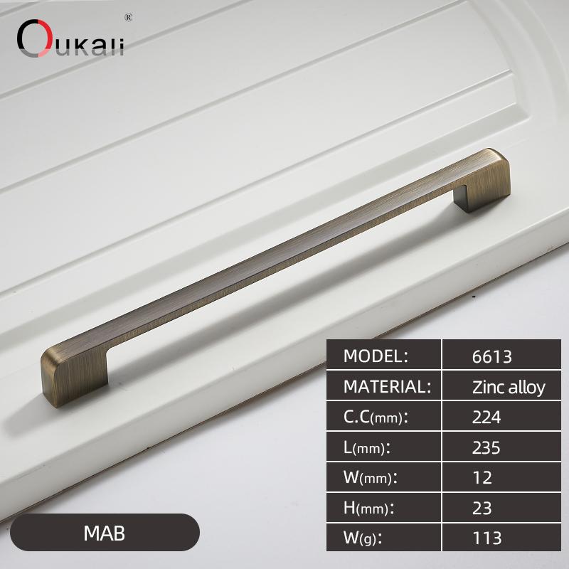 Oukali  New Design Zinc Alloy Pulls 96 128 192mm Home Furniture Hardware Kitchen Cabinet Dresser Drawer Door Pull Handles