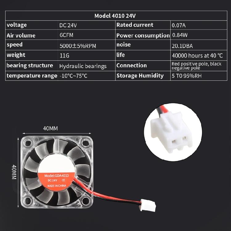 3D Printer Part Hotend Part Upgraded Hydraulic Cooling Fan 2510 3010 4010 12V/24V XH2.54 Coolers Radiator for 3D Printer