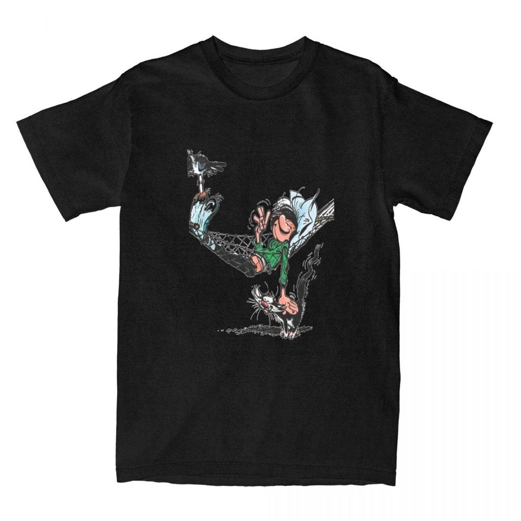 Gaston Lagaffe Comics T-Shirt Unisex Reine Baumwolle Lustiges T-Shirt Rundkragen T-Shirt Kurzarm Kleidung Geschenkidee