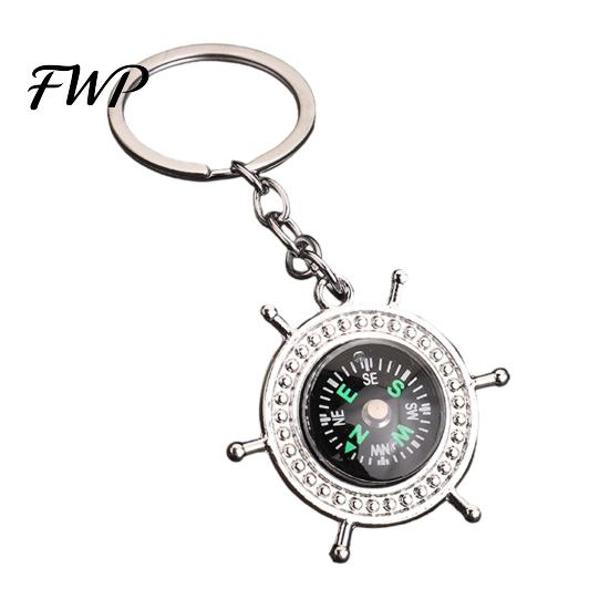 Heart-shaped Compass Keychain Alloy Mini Bag Charm Outdoor Adventure Gear Camping Backpack Gift for Hikers