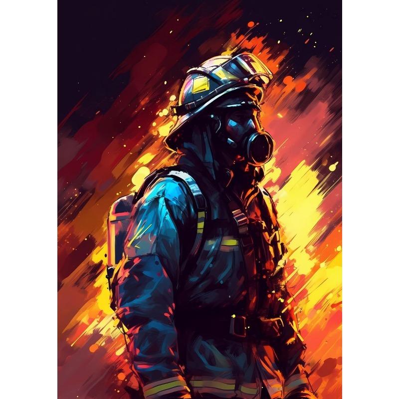 Vintage Brave Firefighter Fire Smoke Firefighter Fire Truck Art Posters Canvas Painting Wall Prints Picture for Room Home Decor