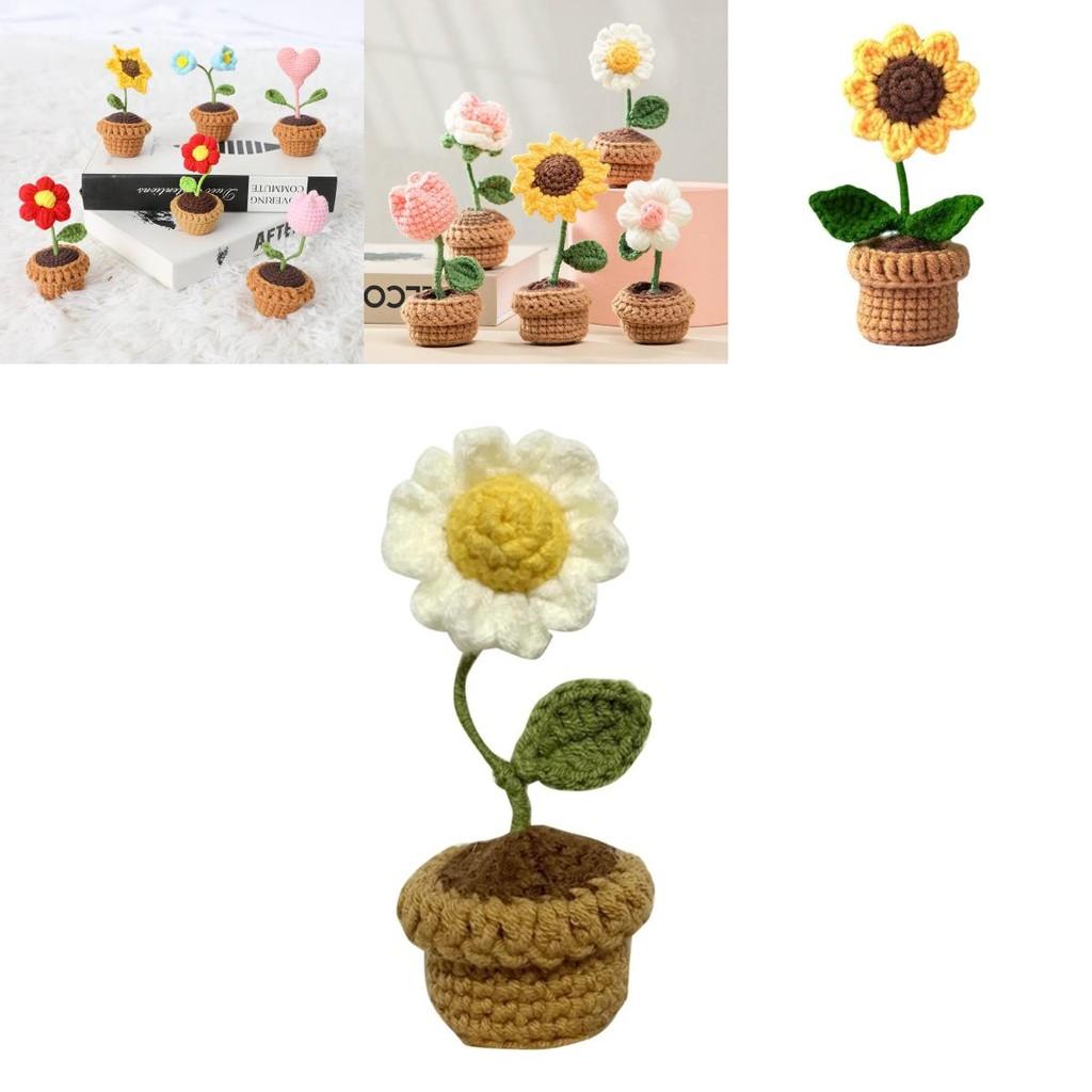 DIY Handgemachte Gestrickte Blume Topfpflanze Florale Kunst Dekoration