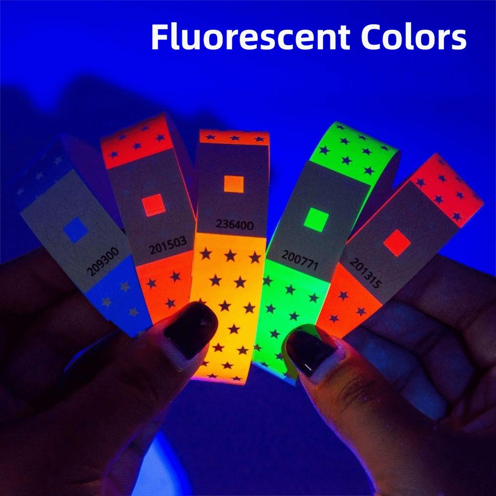 100Pcs Fluorescent Color Paper Fluorescence Wristbands Event Ticket Wristbands  for Concerts