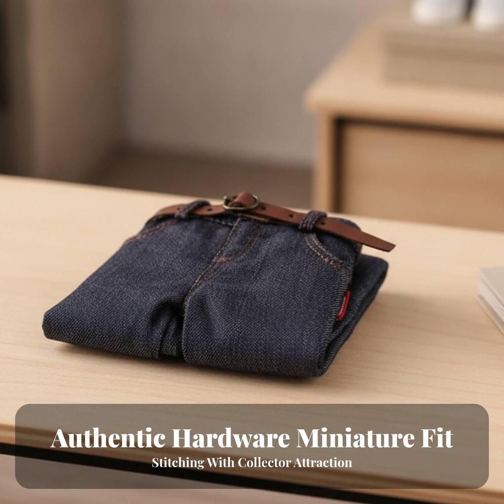 Blue 1:6 Scale Denim Jeans | FunctionalLooking Fly and Fastening, Contrast Stitching Details