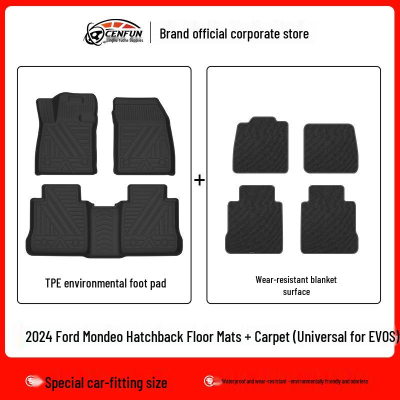 Covorașe de podea TPE pentru Ford Mondeo 2024 Hatchback - Inodore, Ecologice, Rezistente la uzură Mocheta Galaxy
