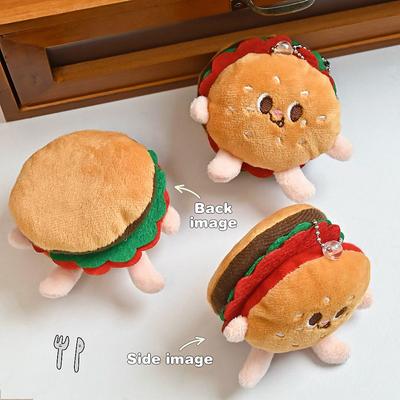 Creative Food Plush Doll Keychain Hamburger Car Keyring Cartoon Bag Pendant Hanging Decor Gifts