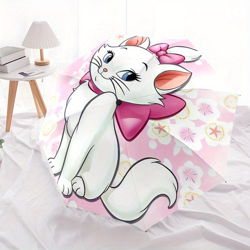 Disney Aristocats,Marie,Cat Manual Opening and Closing Umbrella - 8-Rib Reinforced Folding Design, Lightweight and Portable, Suitable for Da