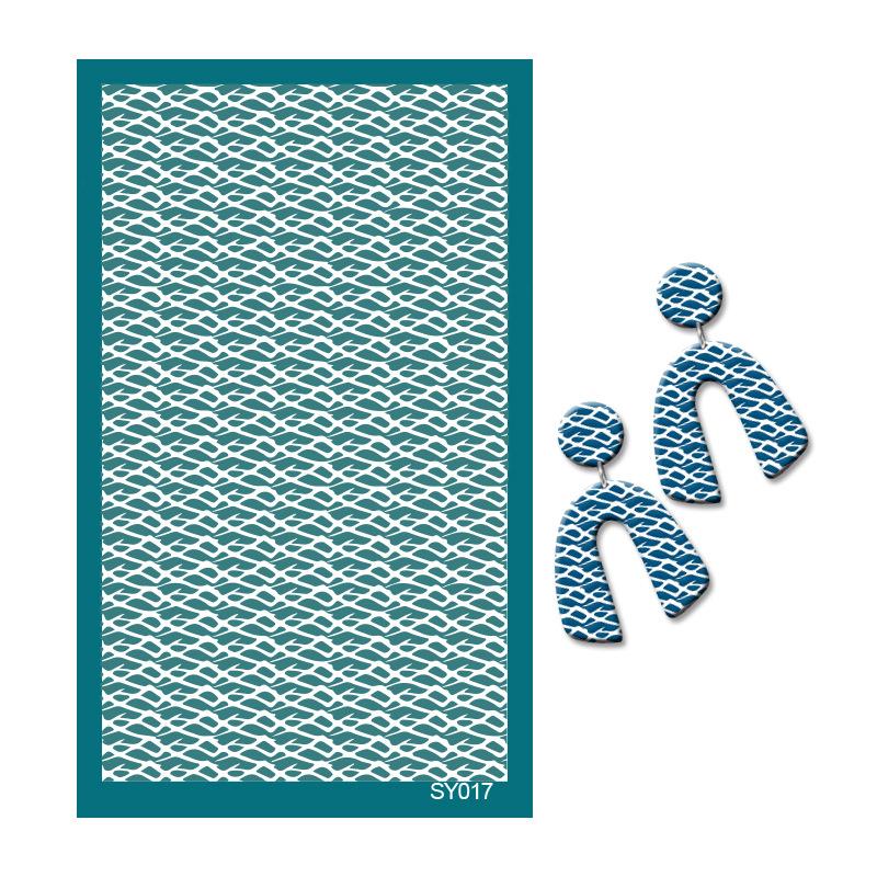 23 Styles Self-Adhesive Silk Screen Stencils for Polymer Clay Palm Leaves Reusable Mesh Transfer Printing Earring Jewelry Making
