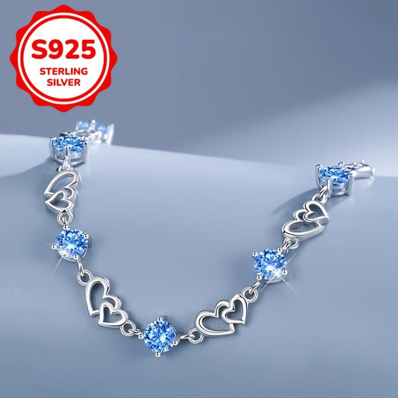 Elegant 925 Sterling Silver Bracelet with Synthetic Zircon Suitable for Women's Bohemian Sexy Style