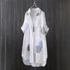 Camisa Estampada de Protección Solar para Mujer - Holgada, de Longitud Media, Talla Grande, Top de Verano