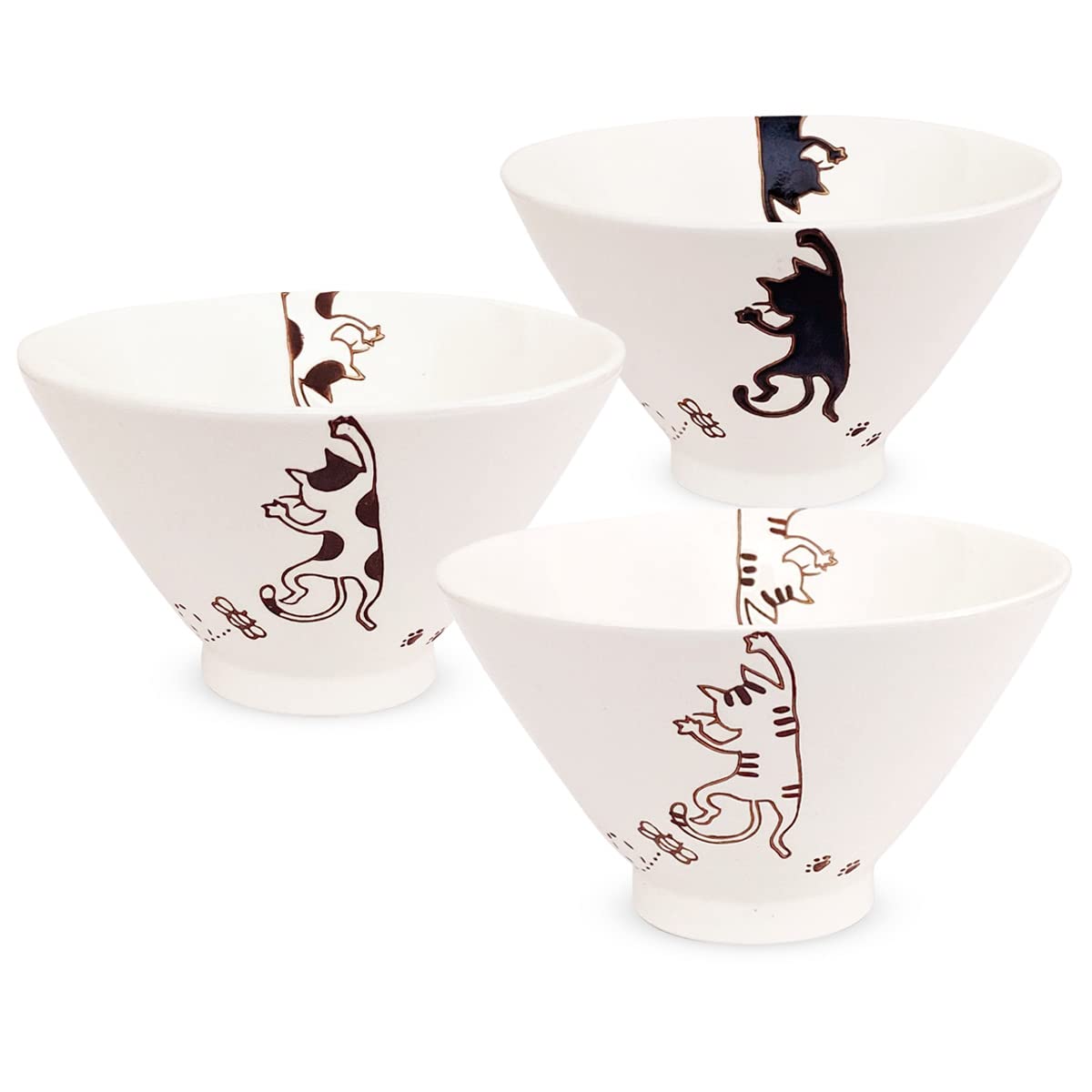 

Студийный набор из 3 пиал для риса Котенок Посуда Хасами Сделано в Японии 180511 J-kitchens Sho~ (Майк, Тигр, Черный) /