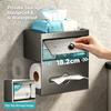 Adhesive Wall Mount Toilet Paper Storage Box with Covered Section and Upper Tray, Bathroom Tissue Case for Daily Use
