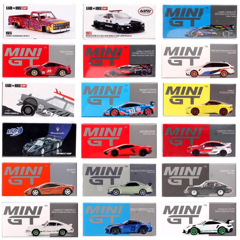 MiniGT 1/64 Scale Nissan Skyline GTR Racing Z Honda Civic Cadillac V 911 GT3 McLaren Datsun 510 Pickup Truck Car Model Toy