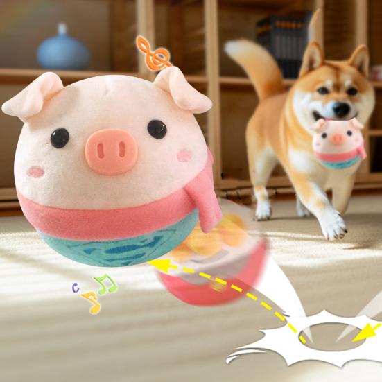 1 Set Pet Toy Interactive Moving Pet Plush Toy Set Cartoon Pig Shape Talking Squeaky Electronic Dogs Ball Toy Pet Supplies