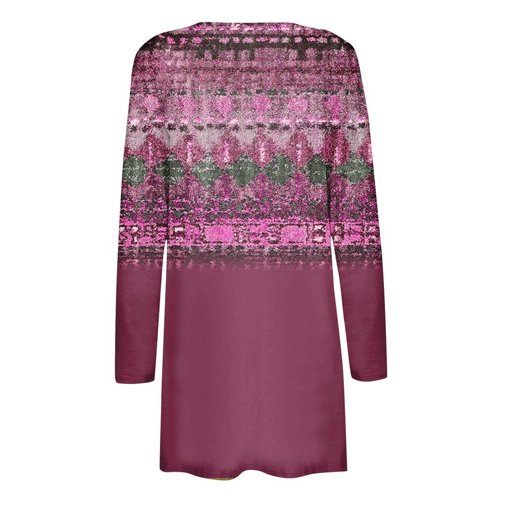 Sweter damski, damski kardigan z długim rękawem, lekki płaszcz, swobodny, jesienny, nadrukowany top, sweter z kieszeniami