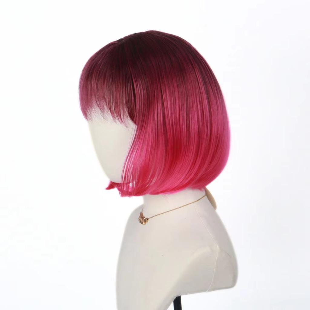 Fashion Personality Red Rose Bobo Head Short Hair Wig High Quality Synthetic Short Hair Wig Women's Wig