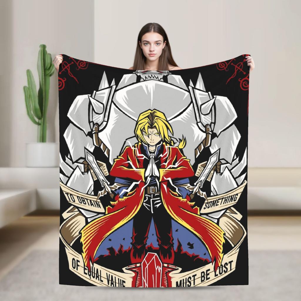 Fullmetal Alchemist  Super Soft Blankets  Girls Boys Plush Bedding Throws Pattern Couch Chair Flannel Bedspread Sofa Bed Cover