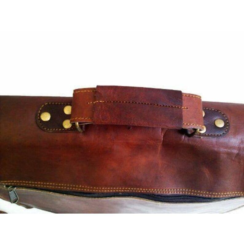 Geantă din piele pentru bărbați, geantă de mesager din piele de culoare bob, maro pentru laptop, iPad, birou, geantă pentru colegiu